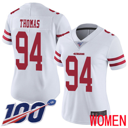 San Francisco 49ers Limited White Women Solomon Thomas Road NFL Jersey 94 100th